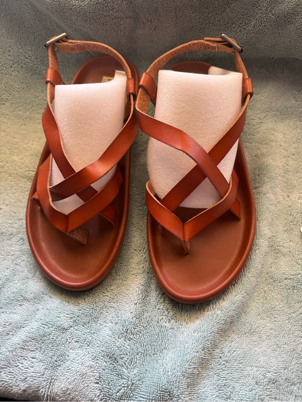 MIA Tan Leather Crisscross Strap Sandals - Picture 6 of 8